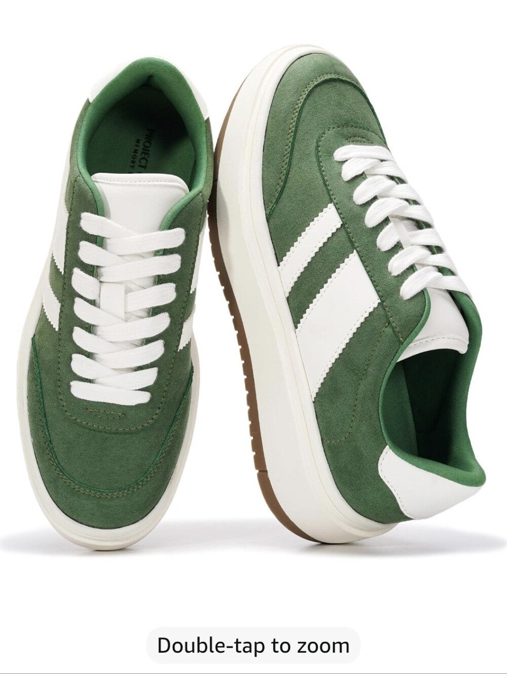 Womens "PROJECT CLOUD" Green Suede Low-Top Sneakers - White Accents